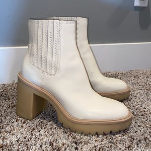 White Leather Heel Bootie